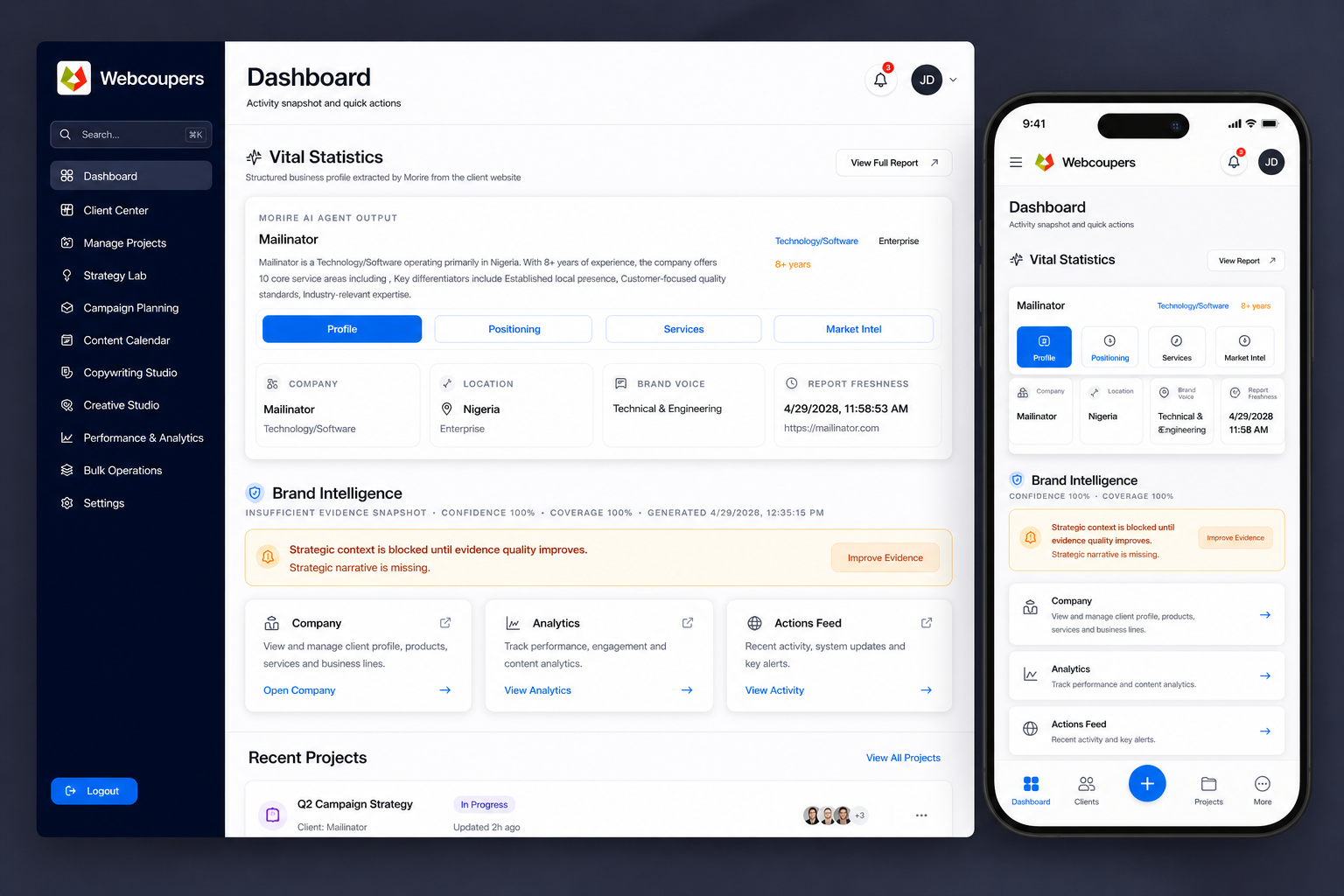minimalist web platform design